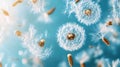 A bunch of dandelions blown by the wind, a natural phenomenon Royalty Free Stock Photo