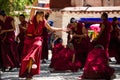 A bunch of debating Tibetan Buddhist monks at Sera Monastery