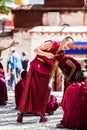 A bunch of debating Tibetan Buddhist monks at Sera Monastery