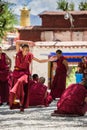 A bunch of debating Tibetan Buddhist monks at Sera Monastery