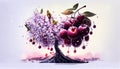 Bunch of Delicious Cherry Fruit Watercolor Painting on Isolated White Background AI Generative Royalty Free Stock Photo