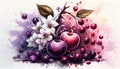 Bunch of Delicious Cherry Fruit Watercolor Painting on Isolated White Background AI Generative Royalty Free Stock Photo