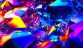 Bunch of different colored diamonds on black surface with blue and yellow background. Generative AI Royalty Free Stock Photo