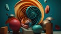 A bunch of different colored objects on a table. AI generative image. Royalty Free Stock Photo