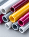 A bunch of different colored plastic tubes on a table Royalty Free Stock Photo
