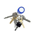 Bunch of different keys with electronic chip token on key ring