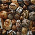 Various breads displayed on wooden table with singleorigin coffee