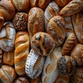 a bunch of different types of bread on a table Royalty Free Stock Photo
