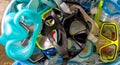 Bunch of diving mask / snorkeling goggles for diving under water