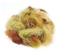 Bunch dried corn fibers and silk as background on isolated white