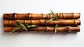Bunch of dry bamboo sticks on white background, top view Royalty Free Stock Photo