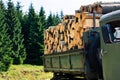 Bunch of firewood in a truck