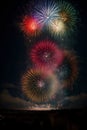 A Bunch Of Fireworks Are Lit Up In The Night Sky. Generative AI