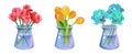 Bunch flower in vase. Floral spring bouquet vector