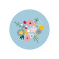 Bunch of flowers illustration circle icon sticker