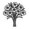 Bunch of flowers silhouette icon in black color. Vector template for tattoo or laser cutting