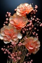 a bunch of flowers that are in a vase. Illustration of a Salmon color flower perfect for Wall Art.