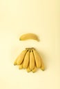 Bunch of fresh bananas isolated on a yellowbackground