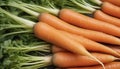 Bunch of fresh carrots with green leaves on black background, closeup. Generative AI Royalty Free Stock Photo