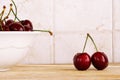 A bunch of fresh cherries in a bowl Royalty Free Stock Photo