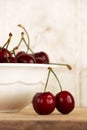 A bunch of fresh cherries in a bowl Royalty Free Stock Photo