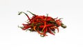 a bunch of fresh curly red chilies (Cabai Merah Keriting) isolated on white background. Royalty Free Stock Photo