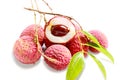 Bunch of fresh Lichi or lychee on White background. Royalty Free Stock Photo