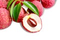 Bunch of fresh Lichi or lychee on White. Royalty Free Stock Photo