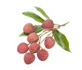 A bunch of fresh lychees on white background Royalty Free Stock Photo