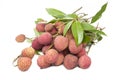 A bunch of fresh lychees on white background Royalty Free Stock Photo