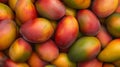 Bunch of mangos background. AI generated.