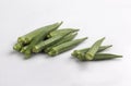 Bunch of fresh okra isolated on white Royalty Free Stock Photo