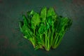 Bunch of fresh organic spinach on green background Royalty Free Stock Photo