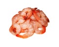 Bunch of fresh pink shrimp isolated on white background.