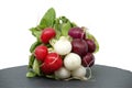 Bunch of fresh radishes over white background Royalty Free Stock Photo