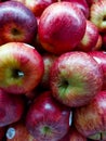 A bunch of fresh red apples are sold at a supermarket in Gianyar, Bali.