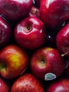 A bunch of fresh red apples are sold at a supermarket in Gianyar, Bali.