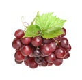 Bunch of fresh ripe juicy red grapes with leaves isolated on white Royalty Free Stock Photo