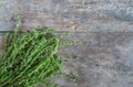 Bunch fresh thyme on a wooden table background Royalty Free Stock Photo