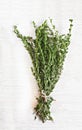 Bunch fresh thyme on a wooden table background Royalty Free Stock Photo