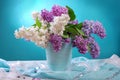 Bunch of fresh white and purple lilac
