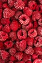 Bunch of frozen raspberries close up