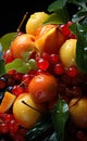 A bunch of fruit that are on a table. A colorful assortment of fresh fruits on a table Royalty Free Stock Photo