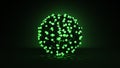 Bunch of glowing green balls abstract 3D render Royalty Free Stock Photo