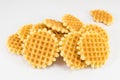 Bunch of golden baked waffle cookies