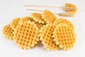 Bunch of golden baked waffle cookies