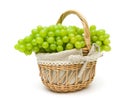 Bunch of grapes in a basket isolated on a white background Royalty Free Stock Photo