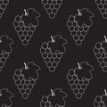 Bunch of grapes with leaf silhouette vector icon for food apps and websites. Seamless grape pattern Royalty Free Stock Photo