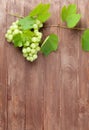 Bunch of grapes and vine on wooden table Royalty Free Stock Photo