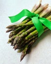 bunch of green asparagus, ribbon tied asparagus, fresh green asparagus Royalty Free Stock Photo